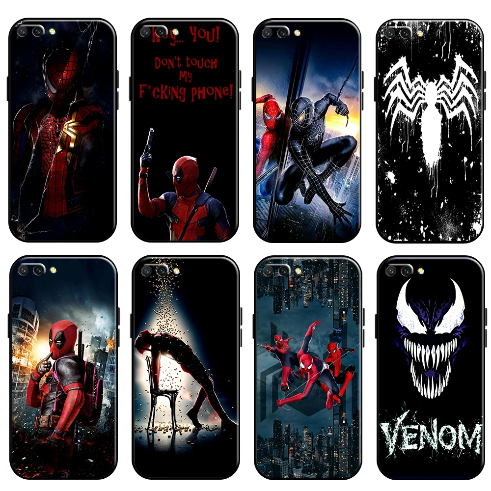 

Marvel Spiderman Venom Deadpool For Huawei Honor 10 10i 9 9A Honor 10X 9X Lite Pro Phone Case Funda Back Carcasa Black