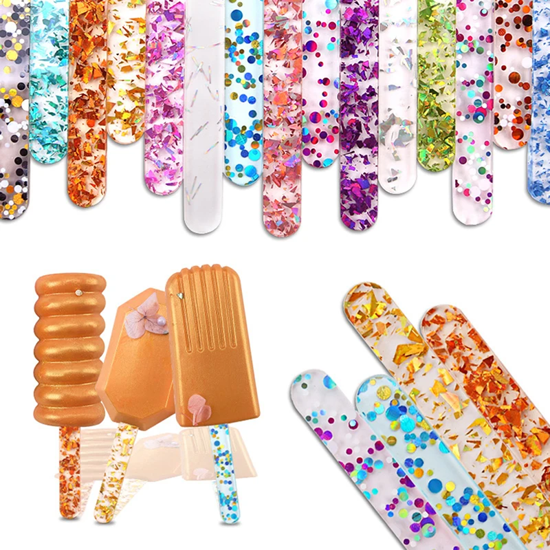 

10PCS Plastic Ice Cream Stick Colorful Food Grade Chocolate Lollipop Ice Cube Holder Popsicle Kitchen Accessories