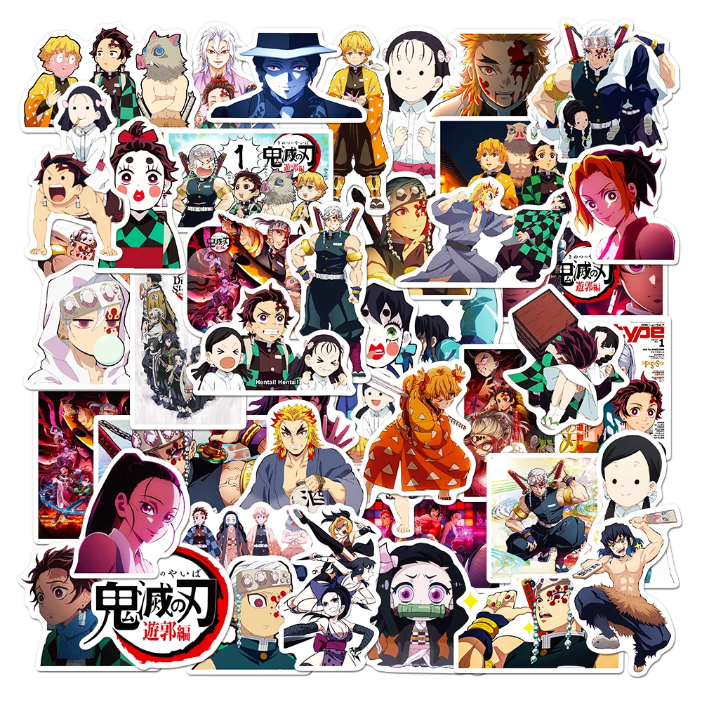 10/50PCS Demon Slayer Anime Stickers Graffiti For Skateboard Laptop Guitar Tanjirou Nezuko Giyuu Shinjurou Figure Decals Sticker - купить по
