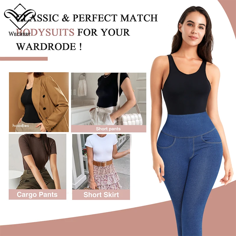 Black Skinny Bodysuit Sleeveless Women Body Streetwear Sexy Bodycon Shapewear Top Stretch Waist Shaper