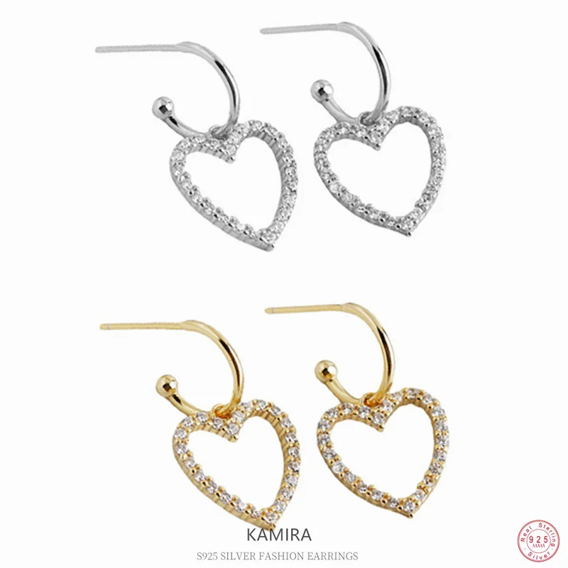 

Женские серьги-подвески KAMIRA из серебра 100% пробы с полым сердцем