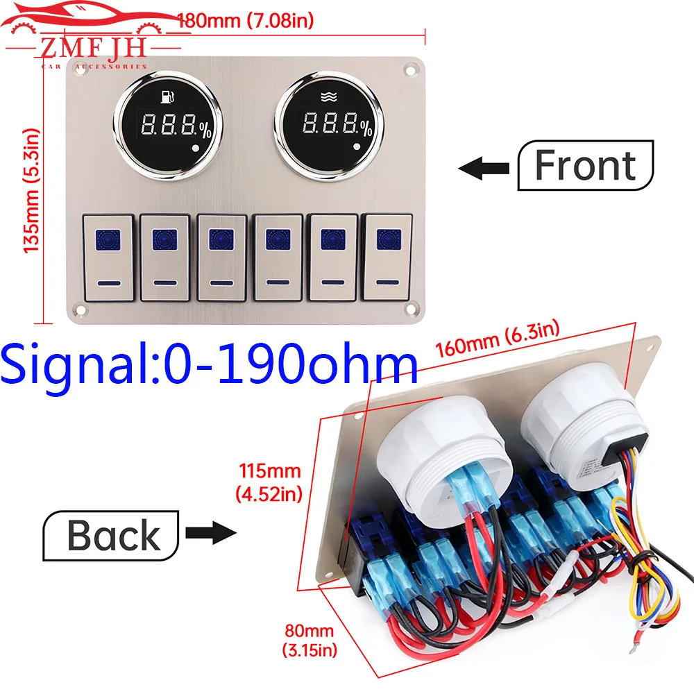 

Светодиодная панель перекидного переключателя с 6 клавишами, клавишная панель переключателя для Jeep, Boat, Marine Car, 12 В, 24 В, цифровой, 52 мм, датчик ...