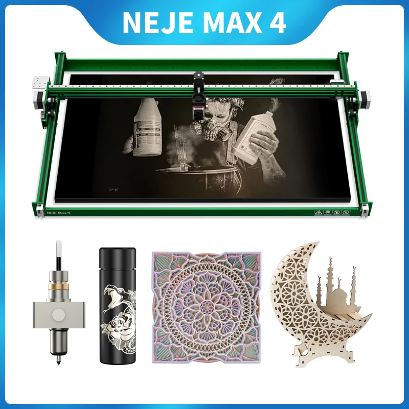 2023 NEJE 4 Max Laser Engraver & Cutter Machine 4-Axis Industrial Laser Large Working Area 750*460mm CNC DIY Woodworking Tools