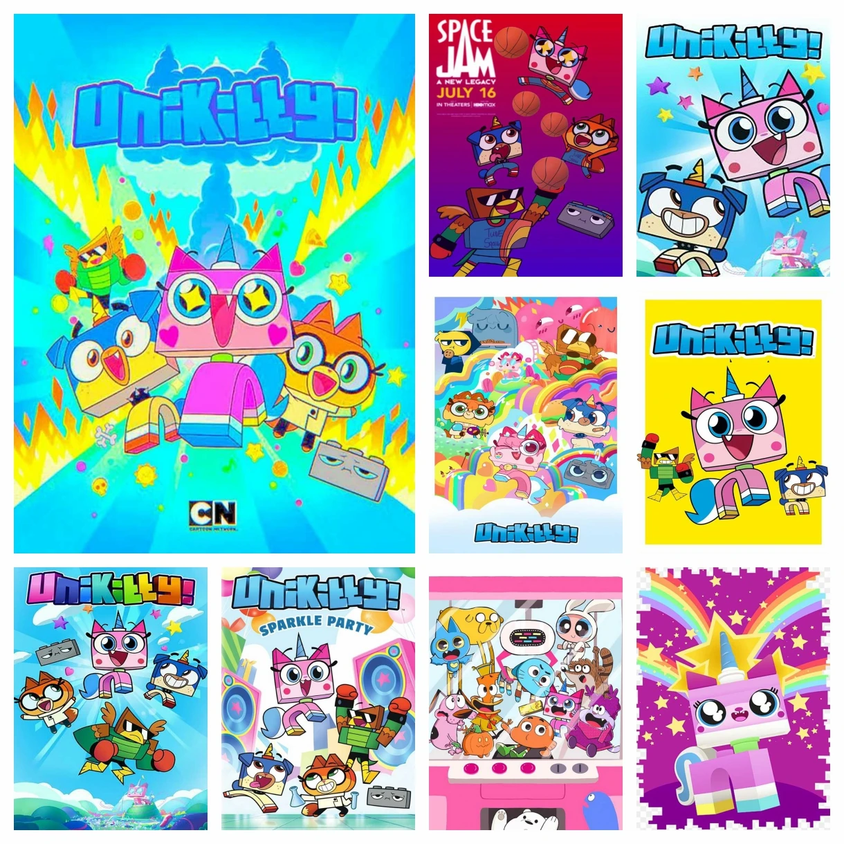 DIY 5D Комплект Алмазной Живописи Unikitty Полная Круглая Дрель Искусственная Мозаика