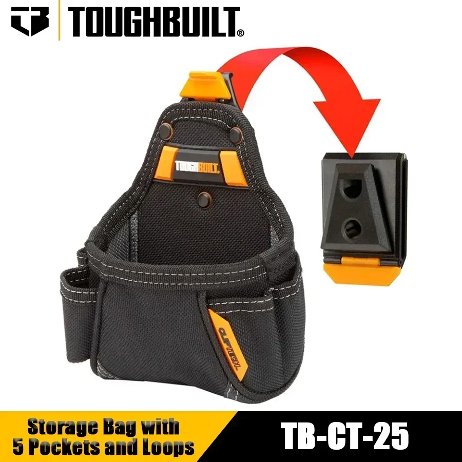 TOUGHBUILT TB-CT-25 Сумка для инструментов из ткани Оксфорд с 5 карманами и петлями Портативная сумка для хранения ручных инструментов