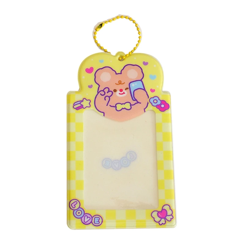 

Kpop Idol Photocards Storage with Keychains Sweet Girls Cartoon Bus Card Holder Photo Sleeves