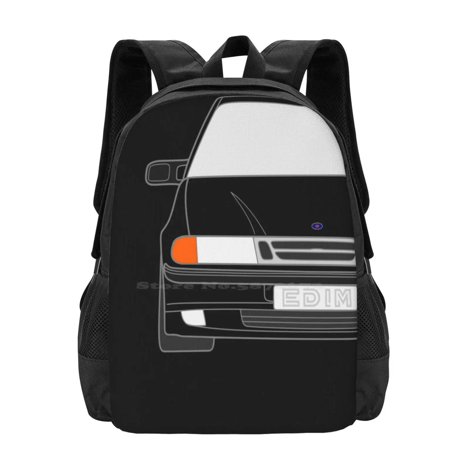 Saab 9000 Colored Pattern Design Bag Student'S Backpack Csr Saab 95 Saab Turbo Saab 9 5 Saab Sport And Rally Swedish Sweden