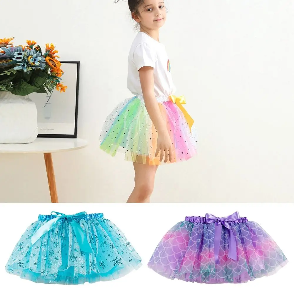 

Rainbow Tutu Skirt Tulle Ballet Skirts Summer Princess Skirt for Kids Girls