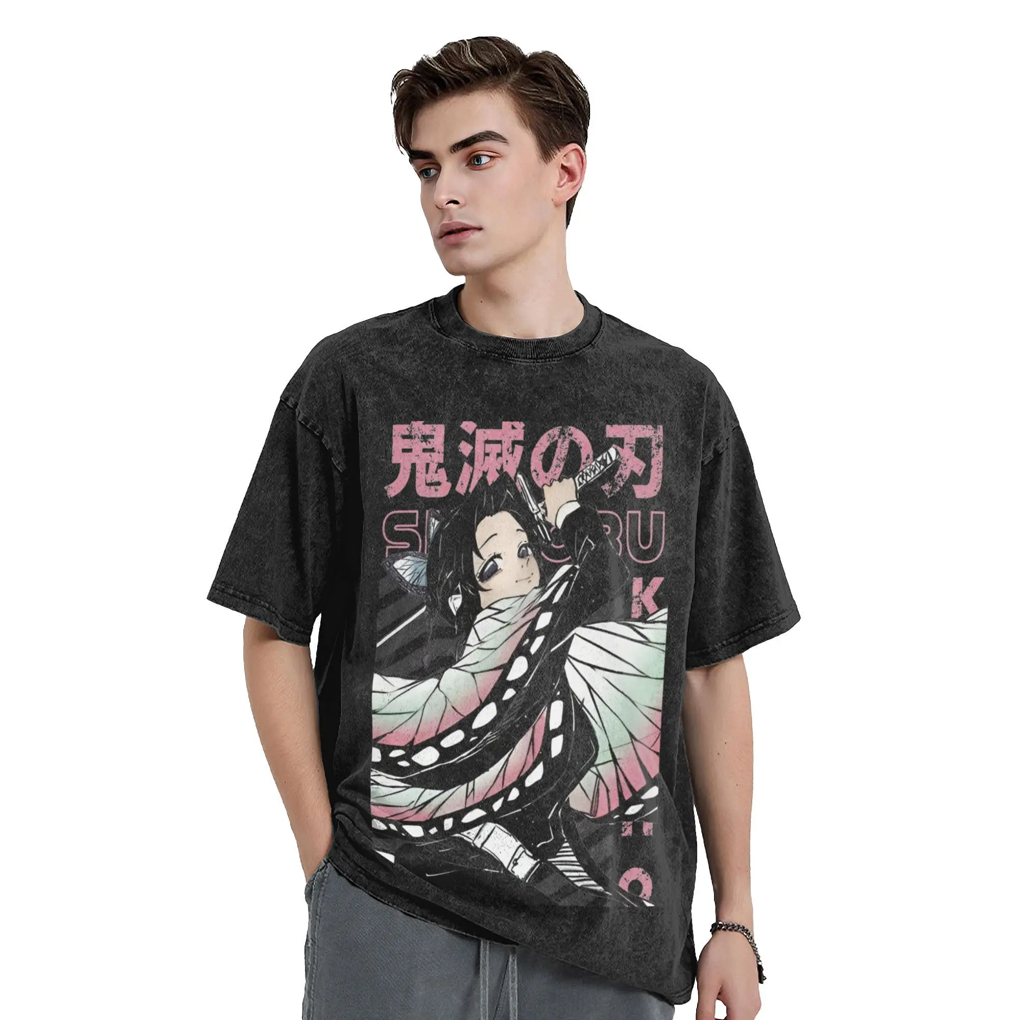 Shinobu Kochoo Demoned Slayered Washed футболки уличная одежда в стиле хип-хоп крутые топы мужские