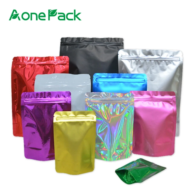 

100PCS Resealable Mylar Bag Food Grade Spice Bags Coffee Stand Up Pouch with Zipper Plastic Waterproof Custom Stand Up Pouches