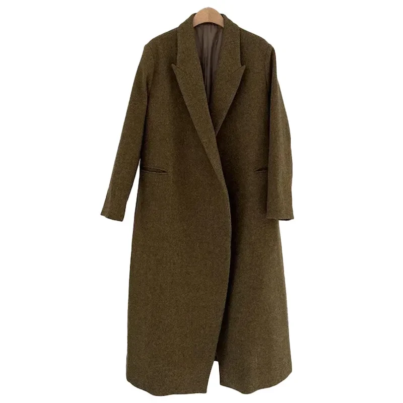 Женское шерстяное пальто в минималистском стиле Th * R0