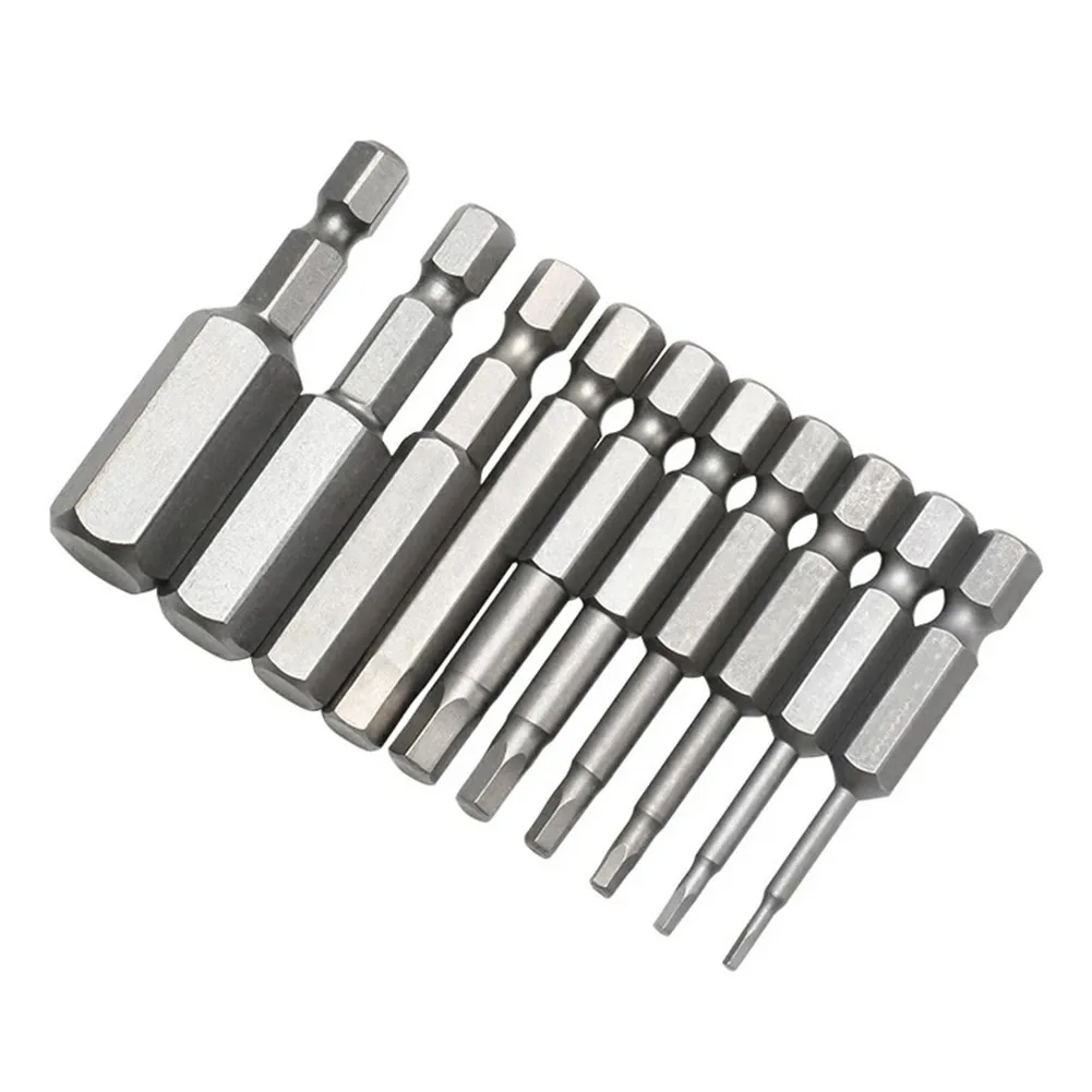

10pcs 1/4" Magnetic Hexagon Screwdriver Bit Alloy Steel Hex Shank Screw Drivers Set 50mm Length H1.5-H12 For Electric Drill