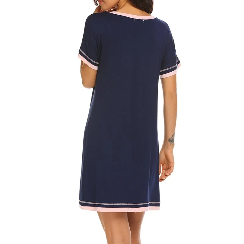 Summer Women's Sexy V-neck Nightgown Nightdress Cotton Nightshirt Sleepwear Chemise Dress Homewear Female Nightwear Sleep Shirt