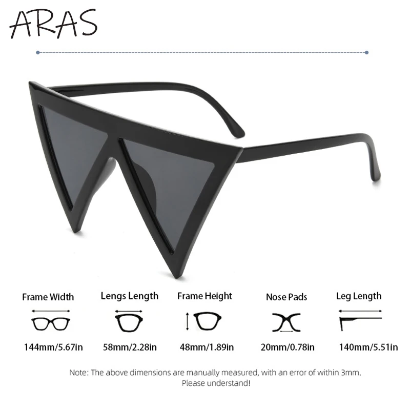 Большие треугольные солнцезащитные очки в стиле панк для женщин большая оправа