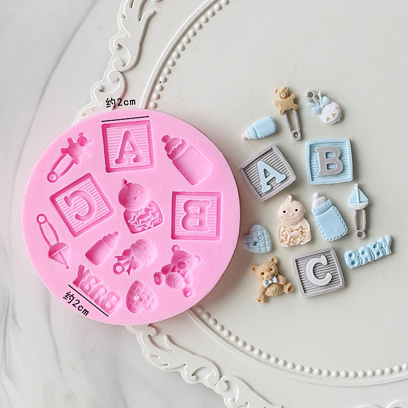 

Мироси Детская серия Силиконовые формы для выпечки Мультяшная коляска Детская бутылочка для ног Пустышка-погремушка Силиконовая форма для помадки для торта