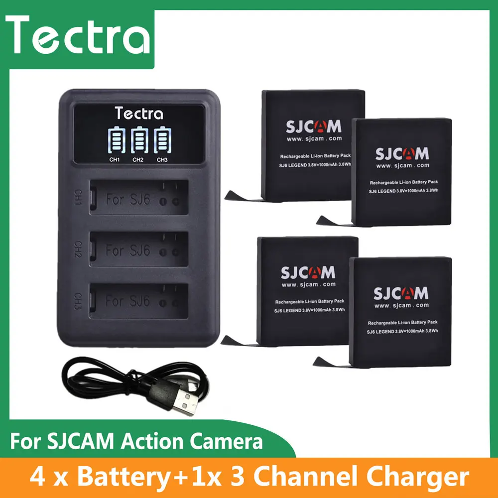 

Оригинальный аккумулятор SJCAM 4 шт. + 3-канальное зарядное устройство для SJ6 SJ7 SJ8 Pro SJ6 SJ7 SJ8 Plus Аксессуары для экшн-камеры