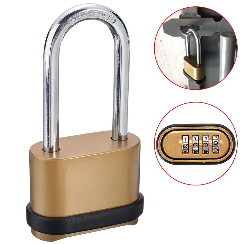

4 Digit Number Combination Padlock Waterproof Strong Hardened Padlock For Indoor Outdoor Fence Door Sturdy Password Locks