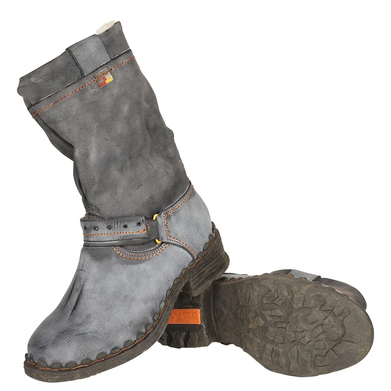 TMA EYES Женские ботинки из искусственного меха с пряжкой и акцентом