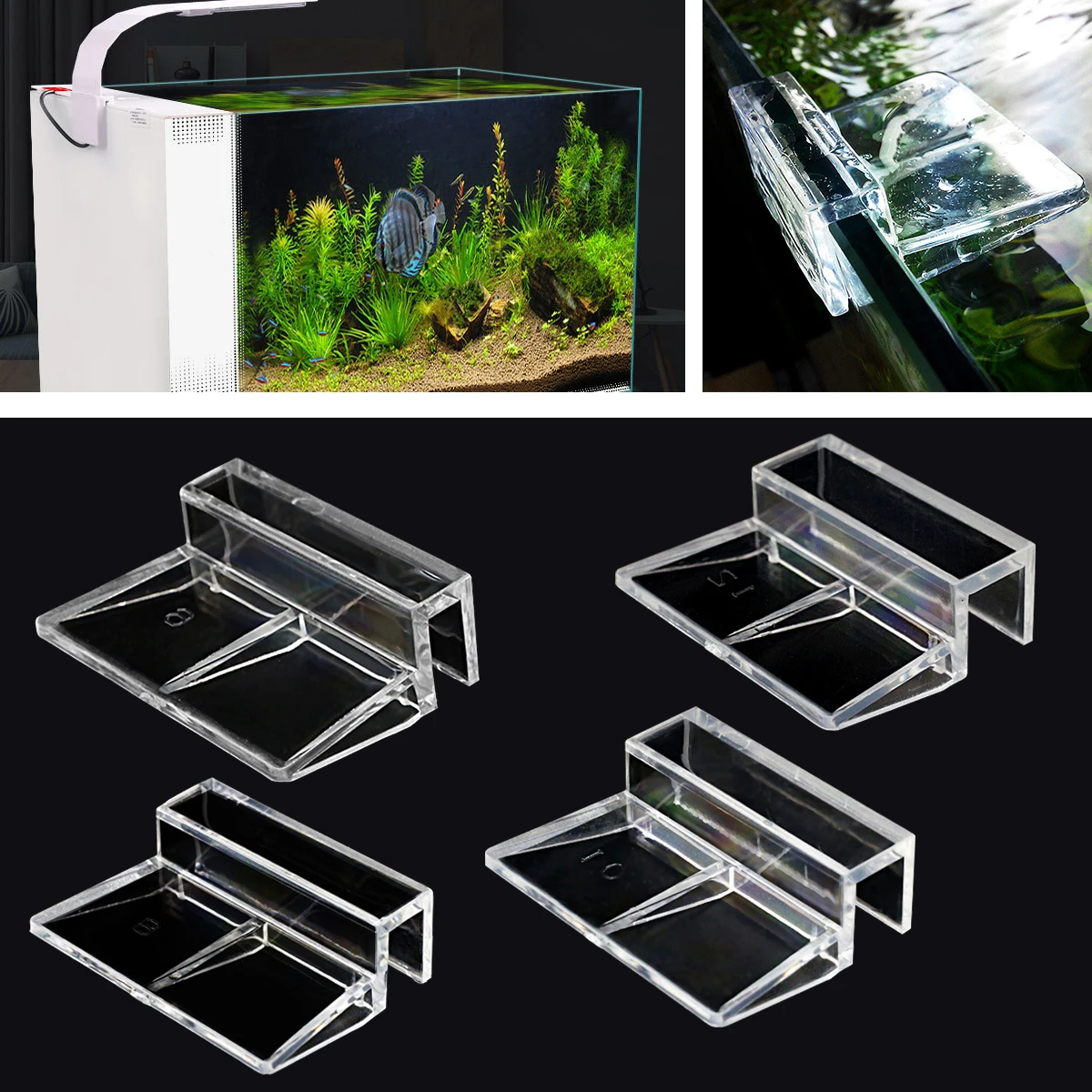 

4x Acrylic Aquarium Fish Tank Glass Fixed Cover Clip Clamp Bracket Holder Shelf Lamp Filter Barrel Rack Support 6/8/10/12mm