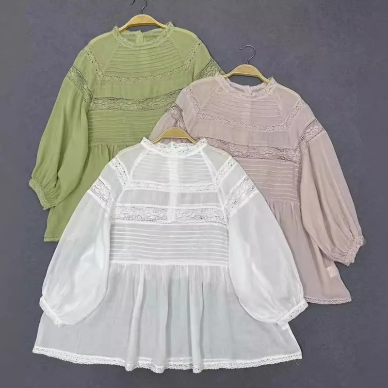 Женские топы с плиссированным воротником Johnature повседневные простые тонкие