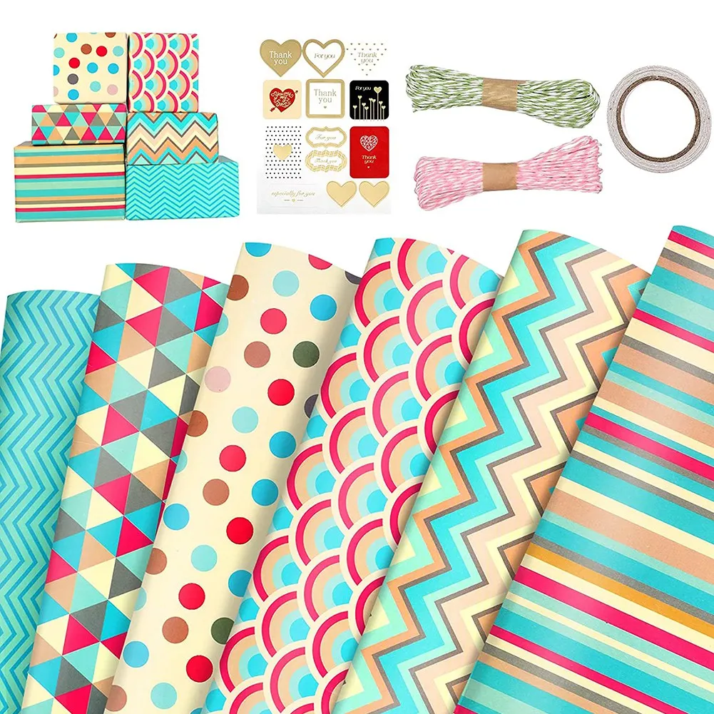 Sheets For Christmas Birthday Party Wrapping Paper Set 6 Pcs