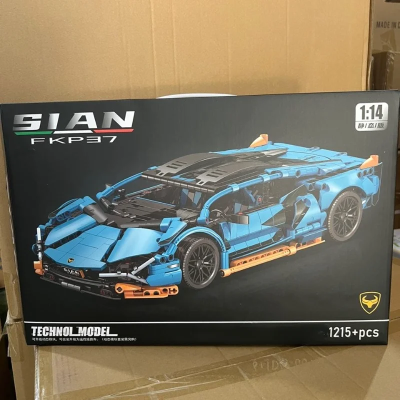 Новинка 1:14 суперскоростная синяя Lambor Sian FKP 37 модель спортивного автомобиля строительные блоки знаменитый автомобиль сборные Кирпичи игрушки для мальчика подарок