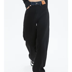 2022 Womens Black Jeans High Waist Vintage Straight Baggy Denim Pants Streetwear American Style Fash