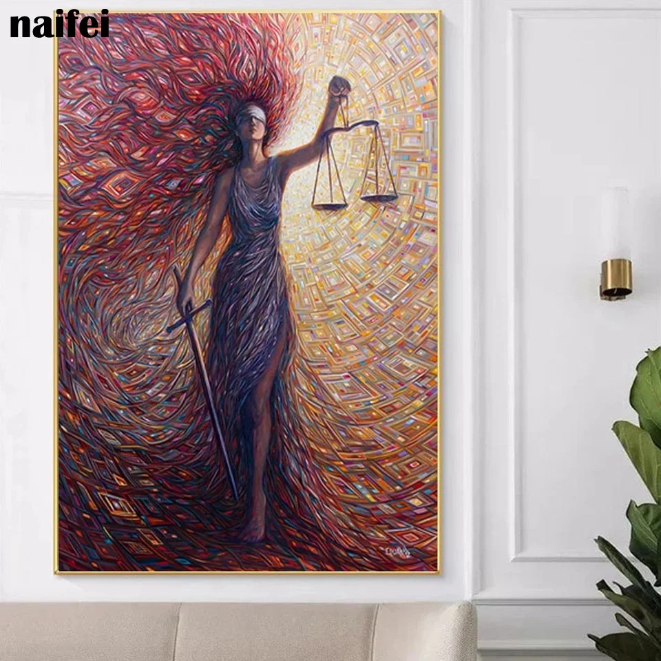 Abstract diy diamond Painting Goddess of Justice Lawyer Wall art  mosaic embroidery cross stitch Law Student Gifts Decor Picture