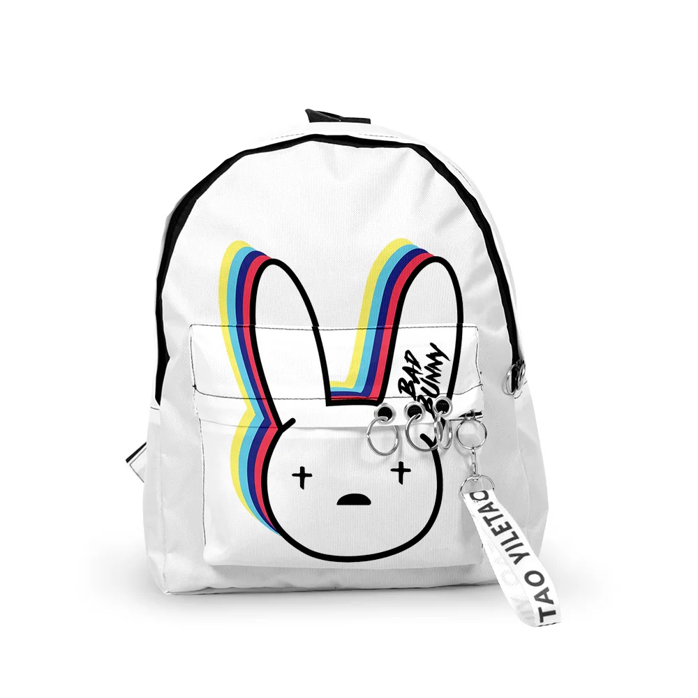 

New Bad bunny Fashion Primary Middle School Students Backpack Schoolbag Men Women Oxford Waterproof Laptop Backpack Travel Backp