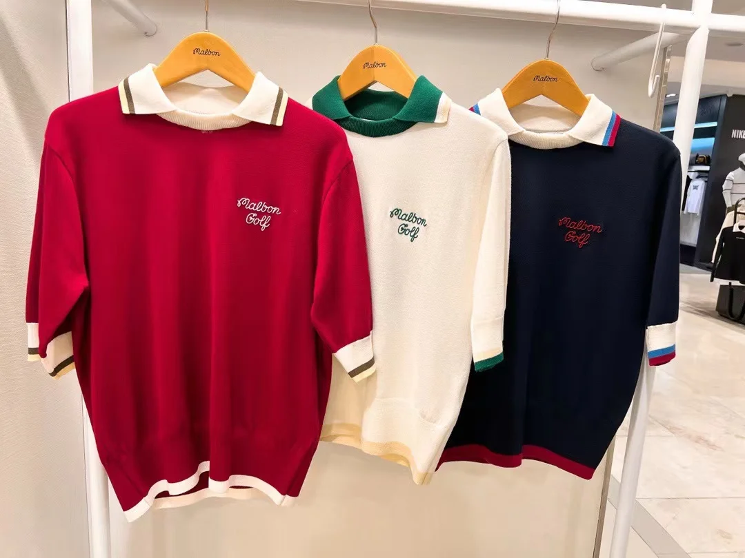 

Women's Golf Clothes Short Sleeves Loose Fit Style Knit Shirts high-quality sports golf tops W222066