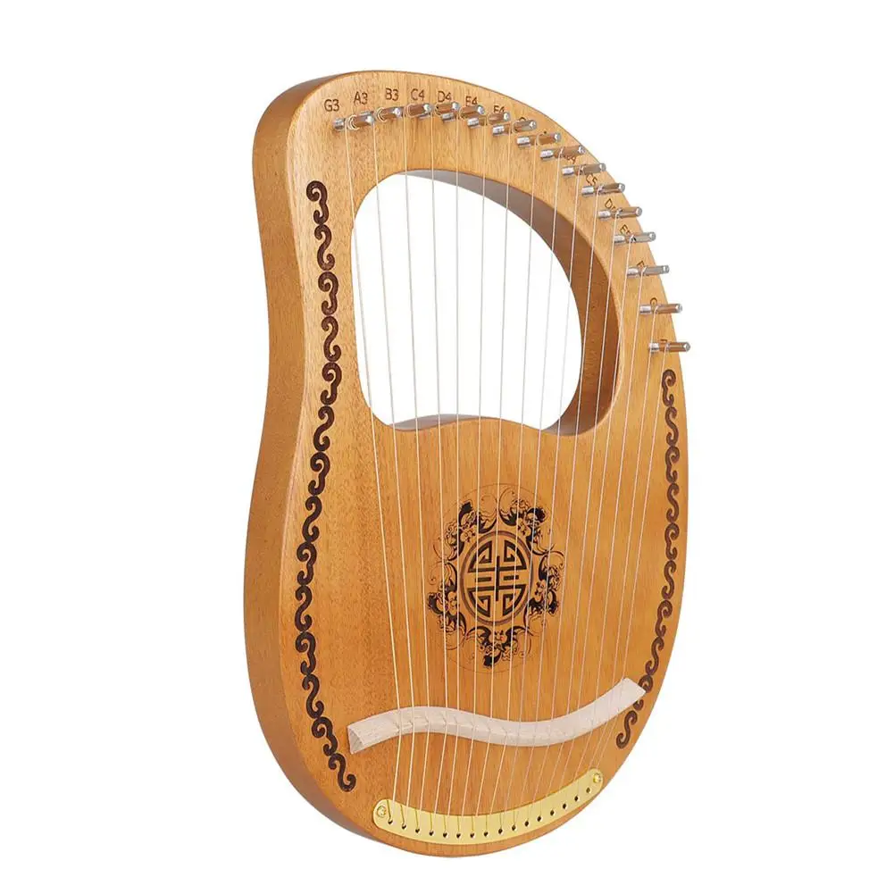 Wooden Harp 16 String Harp 16 Tone Portable Lyre Percussion Musical Instrument Beginner Tools Mahogany Harp Lyre New Year Gift