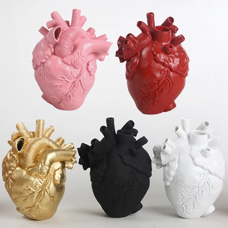 

Heart Shape Flower Vase Resin Vase Dried Flower Container Vases Pots Body Sculpture Desktop Flower Pot Home Decoration Ornaments