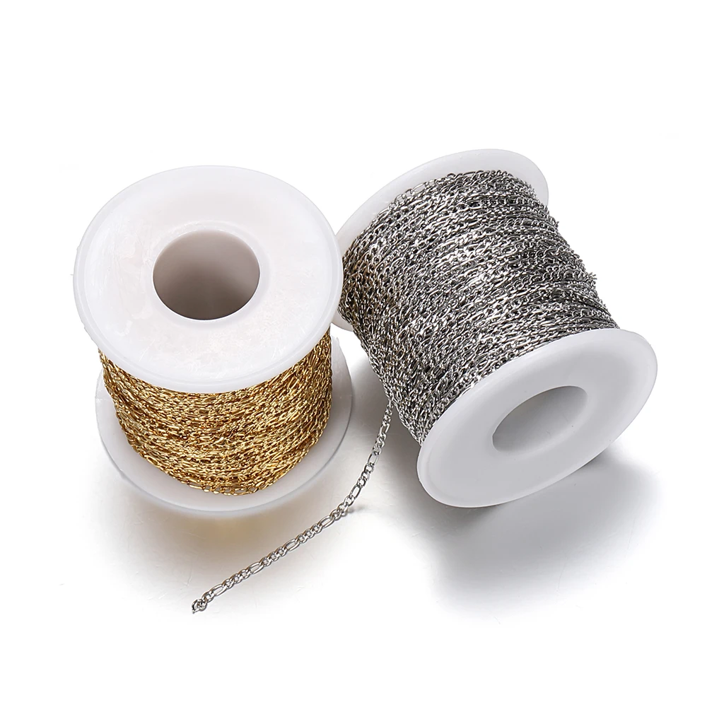 2 M/Roll Stainless Steel Chains for DIY Neckalce Jewelry Making Component Bulk Cable Link Chain Handmade Bracelet Accessories
