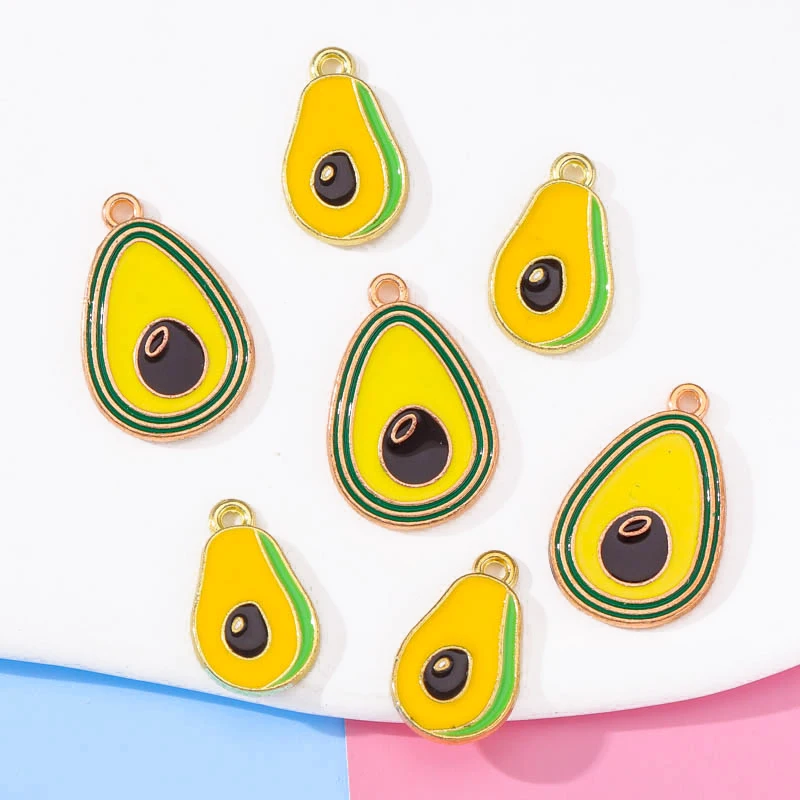 

10pcs 15*23mm Enamel Avocado Charm Pendant Jewelry DIY Making Bracelets Necklace Phone Chain Earring Accessories Finding Crafts
