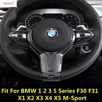 abs matte carbon fiber accessories for bmw 1 2 3 5 series f30 f31 x1 x2 x3 x4 x5 m sport steering wheel button frame cover trim