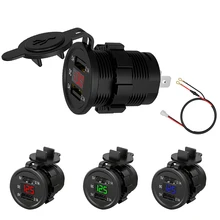Car Charger USB Cigarette Lighter Socket 12V-24V QC3.0 Fast Charging Phone Charge with LED Voltmeter for Boat Motorcycle