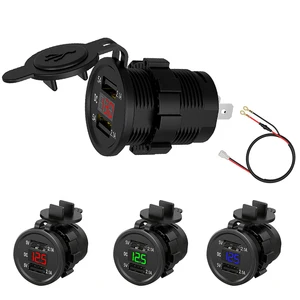 car charger usb cigarette lighter socket 12v 24v qc3 0 fast charging phone charge with led voltmeter for boat motorcycle free global shipping