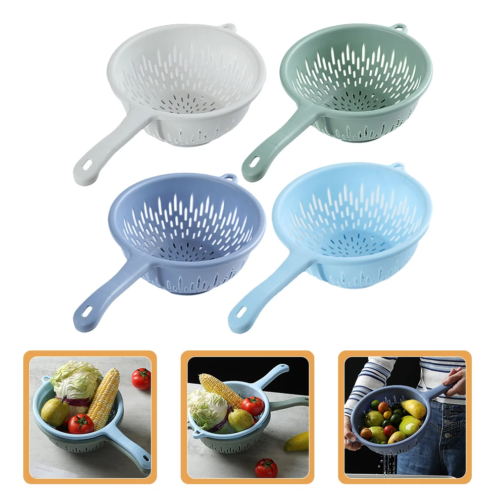 

4 pcs Vegetables Washing Plastic Colander Kitchen Washing Plastic Colander with Handle