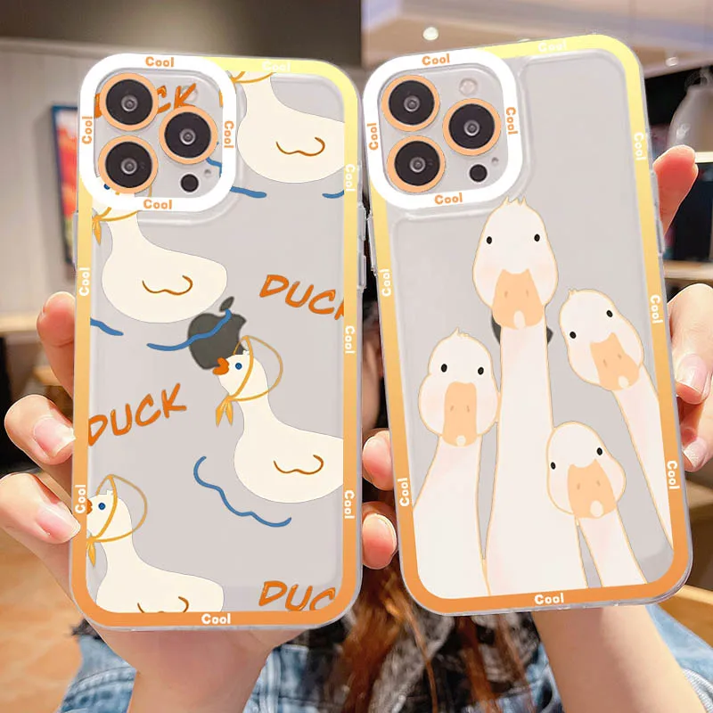 

Duck Goose Phone Case For IPhone 11 12 13 14 Mini Pro Max XR X XS TPU Clear Case For 8 7 6 Plus SE 2020