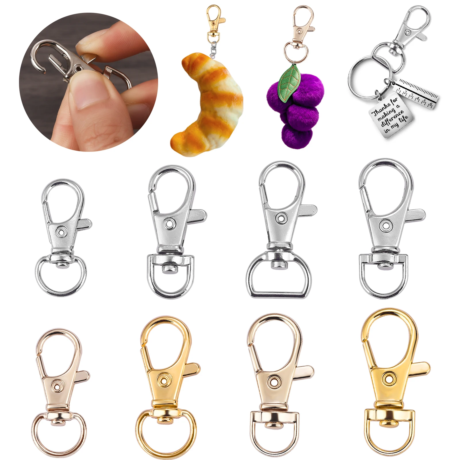 

10pcs Bags Metal Strap Buckles Swivel Lobster Clasp Keychain Alloy Clasps Hooks Handbag Straps Accessories DIY Jewelry Making