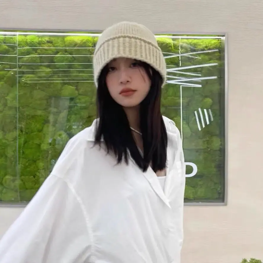 

Однотонные вязаные Панамы для женщин, зимняя теплая женская шапка, уличная одежда в стиле колокольчика, шляпа