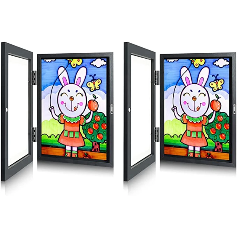 

Front Opening And Interchangeable Picture Displays Art Wood Frame For Arts, Crafts, Paintings, Hanging Pictures (Black 2-Pack)