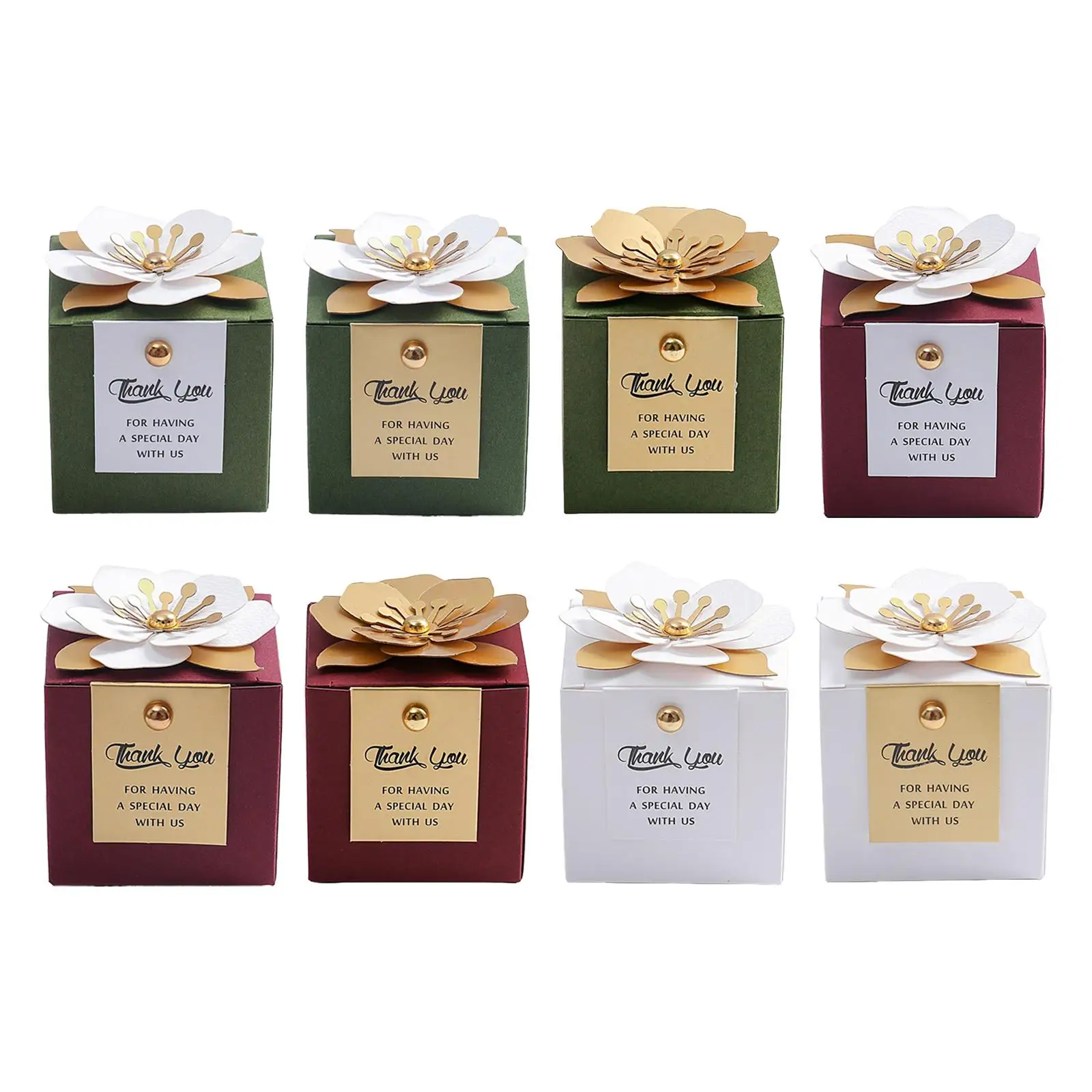 

25Pcs Creative Flower Square Wedding Candy Box for Baby Shower Birthday