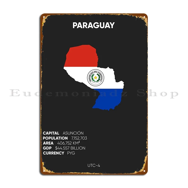 

Paraguay Metal Sign Funny Classic Living Room Print Garage Tin Sign Poster