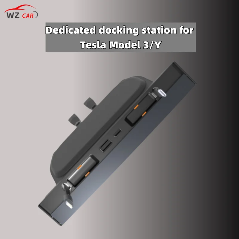 Фото Док-станция-концентратор для Tesla Model 3/Y, док-станция с центральным управлением и выдвижным кабелем, USB-порт для быстрого зарядного устройства №1