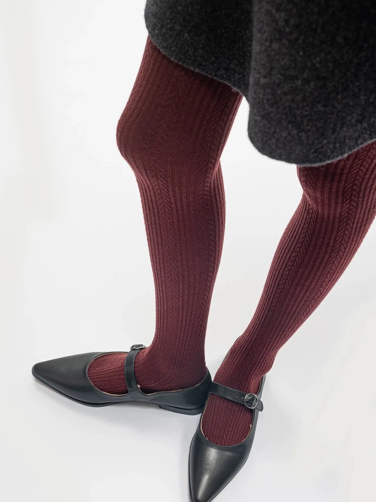 Весенне-осенние женские винтажные вязаные леггинсы Mori Girls Wheatear в полоску 300D