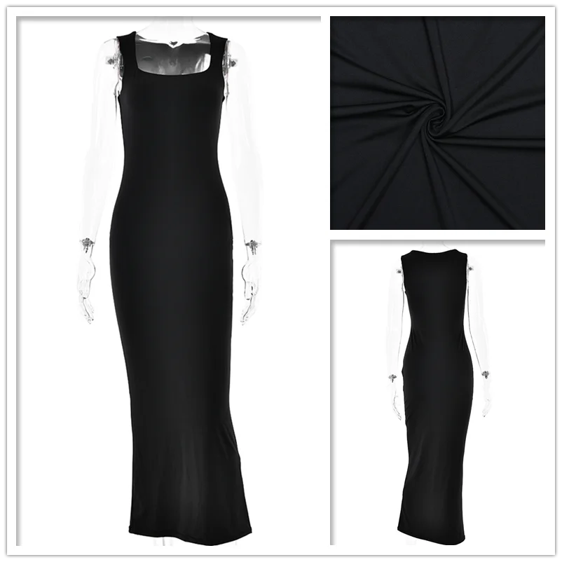 Элегантное длинное тонкое облегающее платье макси женское на тонких бретельках