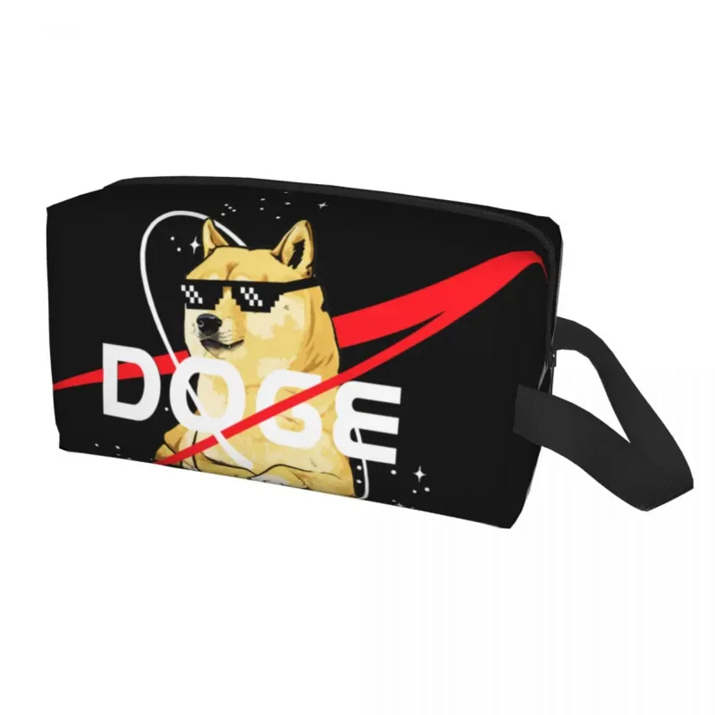 

Fashion Space Doge Travel Toiletry Bag for Women Cheems Dog Shiba Inu Meme Cosmetic Makeup Bag Beauty Storage Dopp Kit