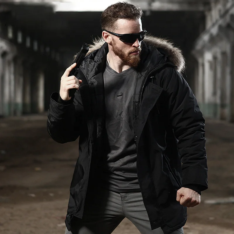 Military Winter N3B Bomber Jacket Men Windbreaker Long Canada Coats Real Fur Collar Thick Warm Waterproof Tactical Parka Male
