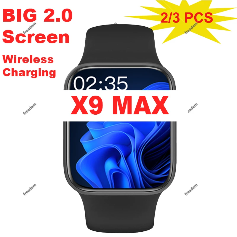 

X9 Max Smart Watch Men 2.0inch Wireless Charging Call Message Reminder Heart Rate Blood Pressure DIY Watch Faces Smart Watch 8